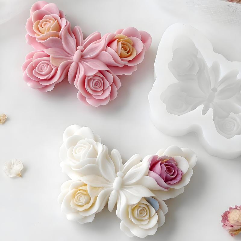 Candle Making Diy - DIY Rosen-Schmetterling Silikonform Handgemachte Aroma-Kerzen Gips